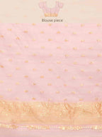 Light Pink Pure Cotton Woven Zari Design Floral Saree with Unstitched Blouse - Hiral Fashion | Grocsy
