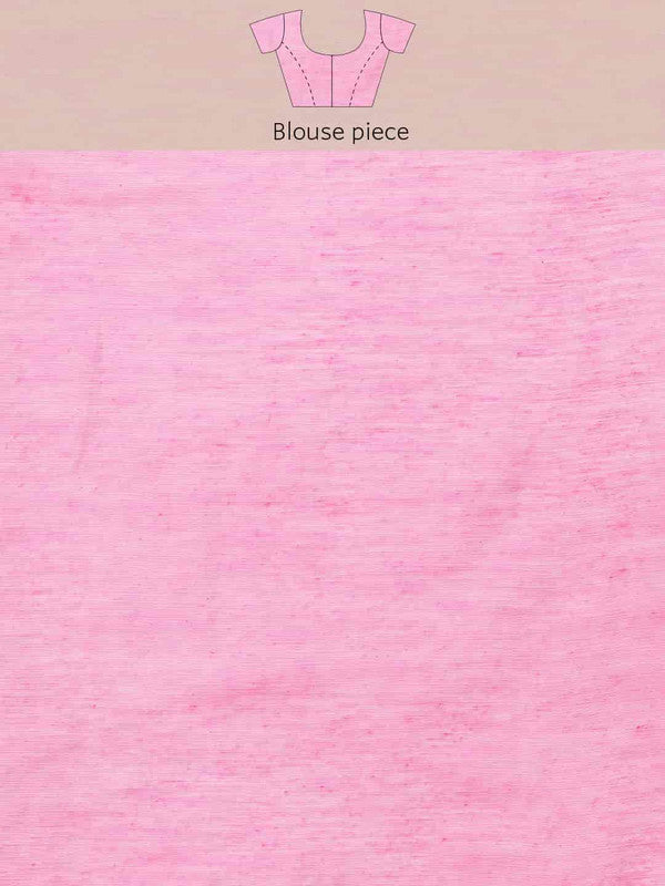 Pink Pure Cotton Woven Zari Design Paisley Saree with Unstitched Blouse - Hiral Fashion | Grocsy