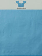 Blue Polyester Digital Print Abstract Saree with Unstitched Blouse - Hiral Fashion | Grocsy