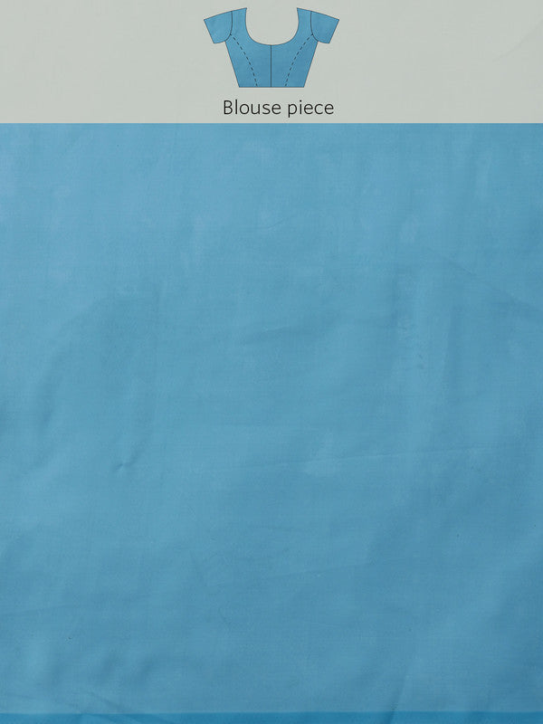 Blue Polyester Digital Print Abstract Saree with Unstitched Blouse - Hiral Fashion | Grocsy