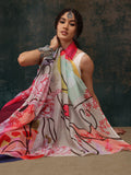 Multicolor Polyester Digital Print Abstract Saree with Unstitched Blouse - Hiral Fashion | Grocsy