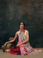 Multicolor Polyester Digital Print Abstract Saree with Unstitched Blouse - Hiral Fashion | Grocsy