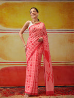 Hiral Fashion Pink Bollywood Mul Cotton Abstract Digital Printed Saree | Grocsy