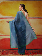 Hiral Fashion Teal Bollywood Mul Cotton Floral Digital Printed Saree | Grocsy