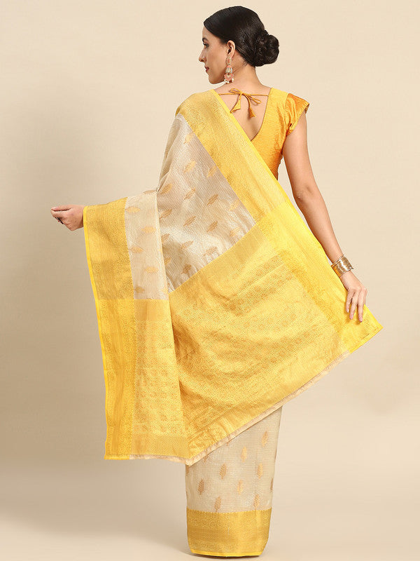 Pink Tissue Silk Woven Zari Design Floral Saree with Unstitched Blouse - Hiral Fashion | Grocsy