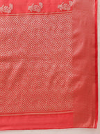 Hiral Fashion Red Banarasi Organza Silk Floral Woven Design Saree | Grocsy