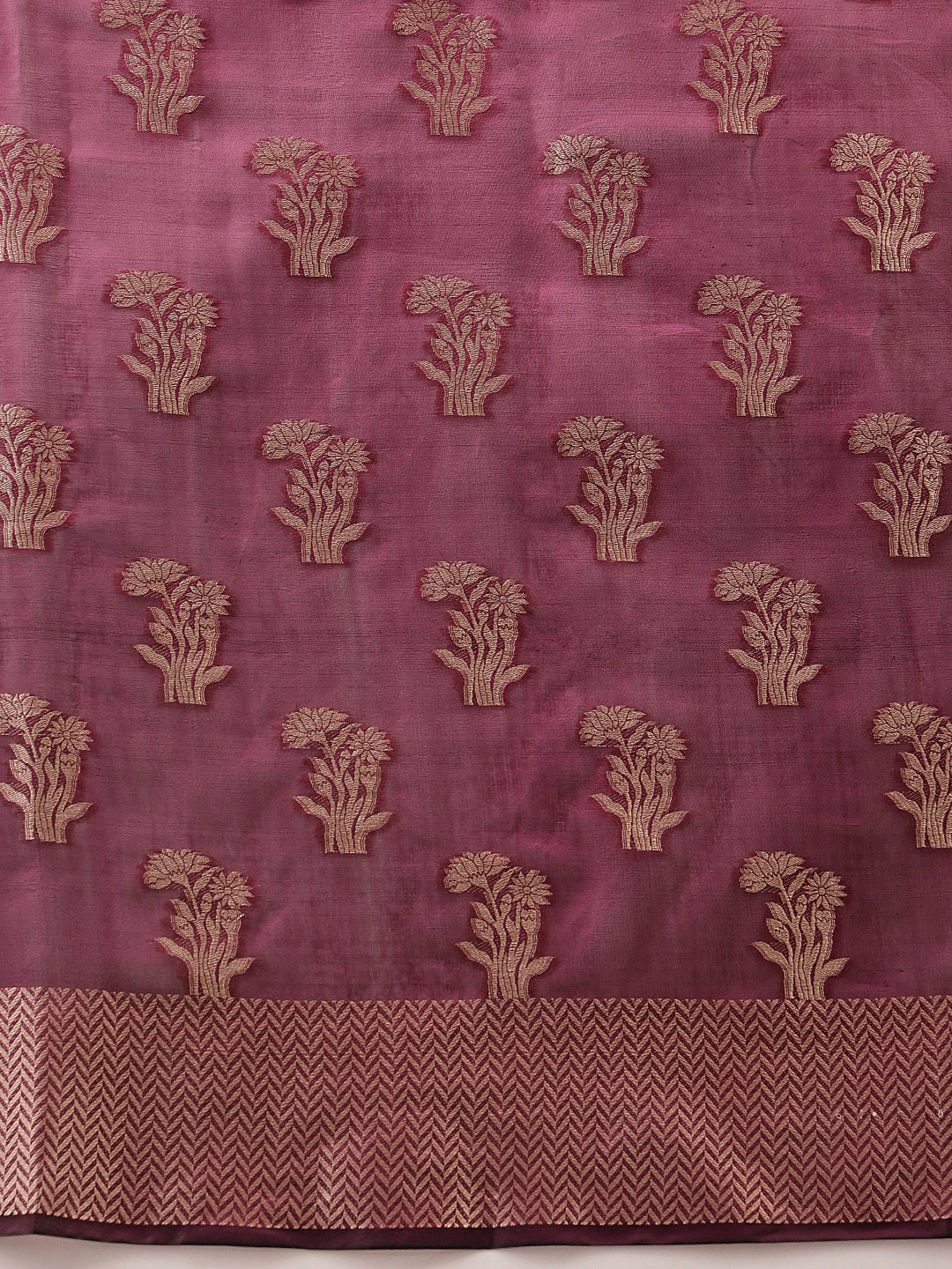 Hiral Fashion Purple Banarasi Organza Silk Floral Woven Design Saree | Grocsy