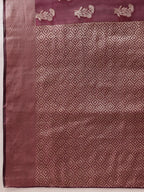 Hiral Fashion Purple Banarasi Organza Silk Floral Woven Design Saree | Grocsy