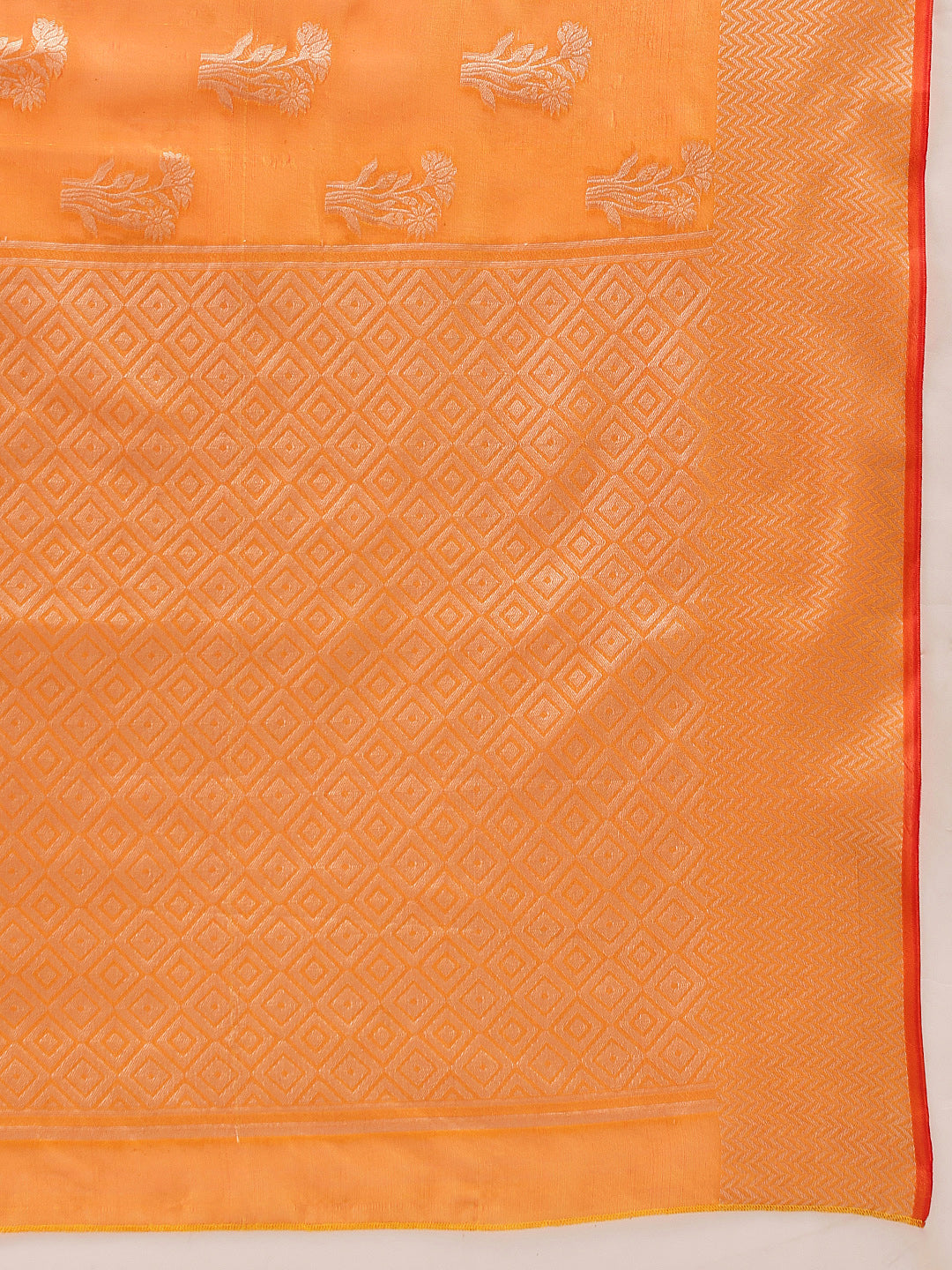 Hiral Fashion Yellow Banarasi Organza Silk Floral Woven Design Saree | Grocsy