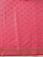 Hiral Fashion Pink Banarasi Organza Silk Floral Woven Design Saree | Grocsy