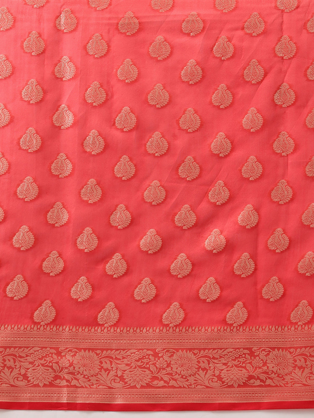Hiral Fashion Red Banarasi Organza Silk Floral Woven Design Saree | Grocsy