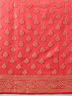 Hiral Fashion Red Banarasi Organza Silk Floral Woven Design Saree | Grocsy