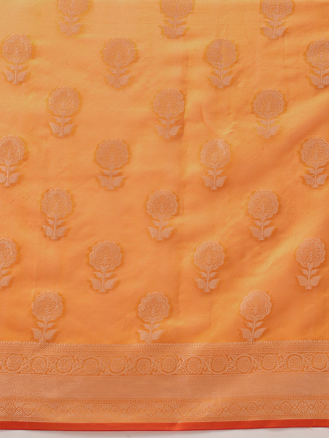 Hiral Fashion Yellow Banarasi Organza Silk Floral Woven Design Saree | Grocsy