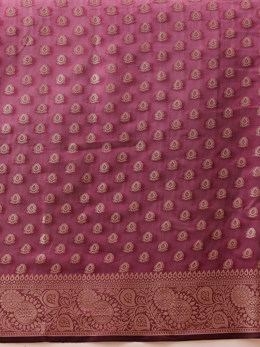 Hiral Fashion Purple Banarasi Organza Silk Floral Woven Design Saree | Grocsy