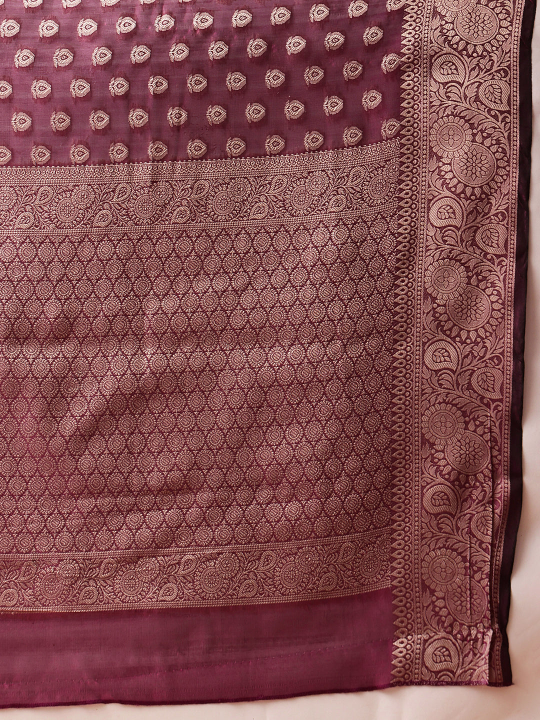 Hiral Fashion Purple Banarasi Organza Silk Floral Woven Design Saree | Grocsy