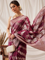 Hiral Fashion Purple Banarasi Organza Silk Lahariya Woven Design Saree | Grocsy