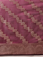 Hiral Fashion Purple Banarasi Organza Silk Lahariya Woven Design Saree | Grocsy