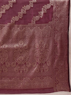 Hiral Fashion Purple Banarasi Organza Silk Lahariya Woven Design Saree | Grocsy