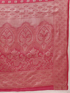 Hiral Fashion Pink Banarasi Organza Silk Floral Woven Design Saree | Grocsy