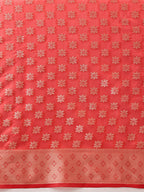 Hiral Fashion Red Banarasi Organza Silk Floral Woven Design Saree | Grocsy