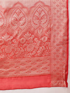 Hiral Fashion Red Banarasi Organza Silk Floral Woven Design Saree | Grocsy