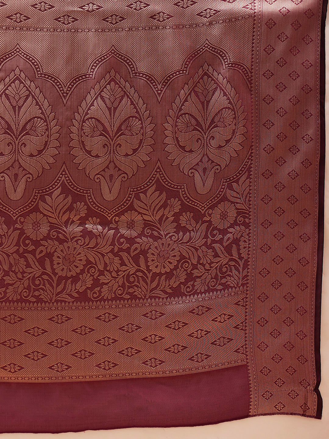 Hiral Fashion Purple Banarasi Organza Silk Floral Woven Design Saree | Grocsy
