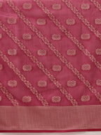 Hiral Fashion Pink Banarasi Organza Silk Lahariya Woven Design Saree | Grocsy