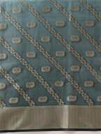 Hiral Fashion Teal Banarasi Organza Silk Lahariya Woven Design Saree | Grocsy