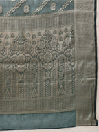 Hiral Fashion Teal Banarasi Organza Silk Lahariya Woven Design Saree | Grocsy