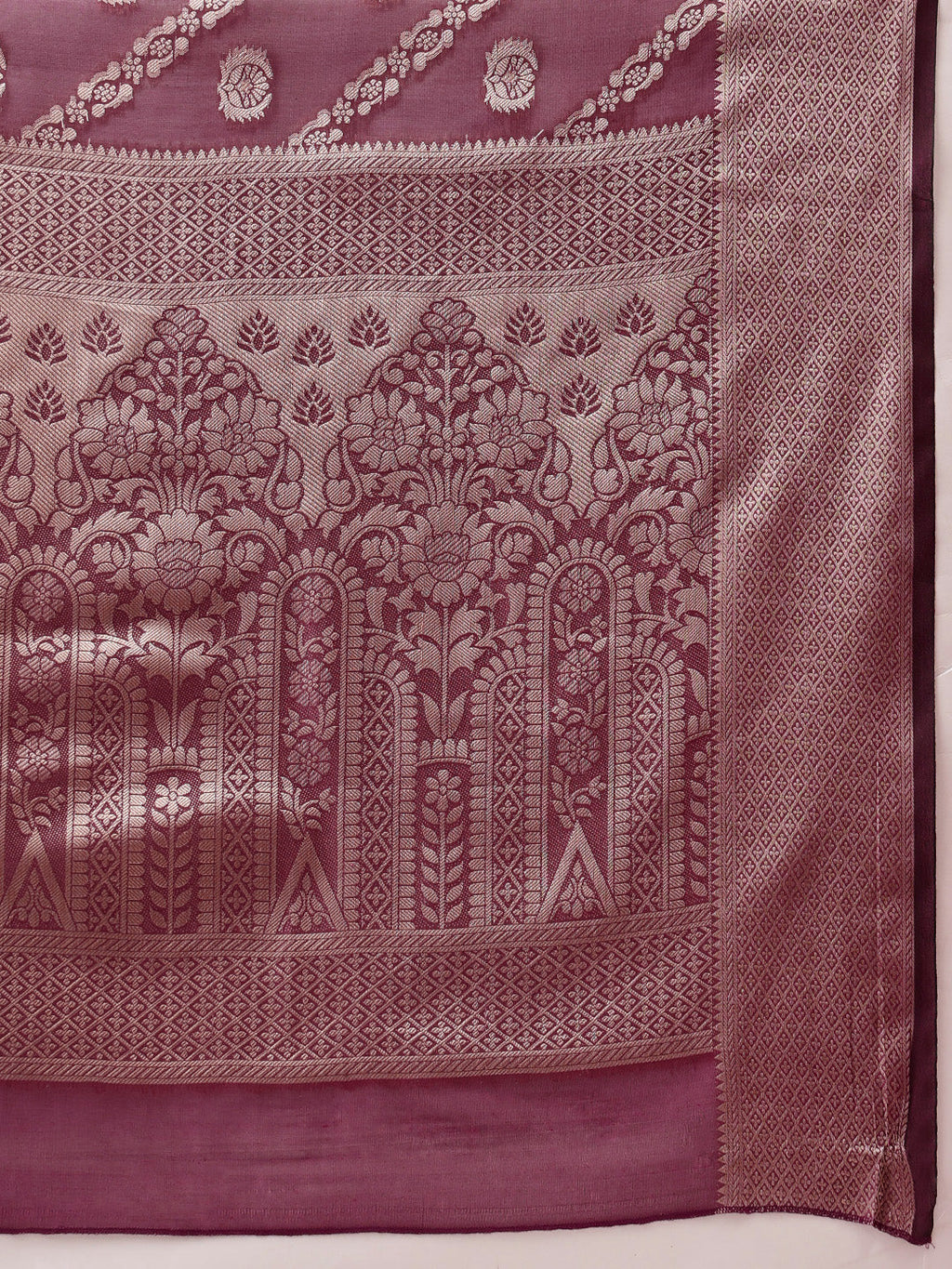 Hiral Fashion Purple Banarasi Organza Silk Lahariya Woven Design Saree | Grocsy