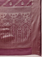 Hiral Fashion Purple Banarasi Organza Silk Lahariya Woven Design Saree | Grocsy