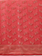 Hiral Fashion Red Banarasi Organza Silk Abstract Woven Design Saree | Grocsy