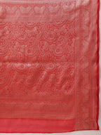 Hiral Fashion Red Banarasi Organza Silk Abstract Woven Design Saree | Grocsy