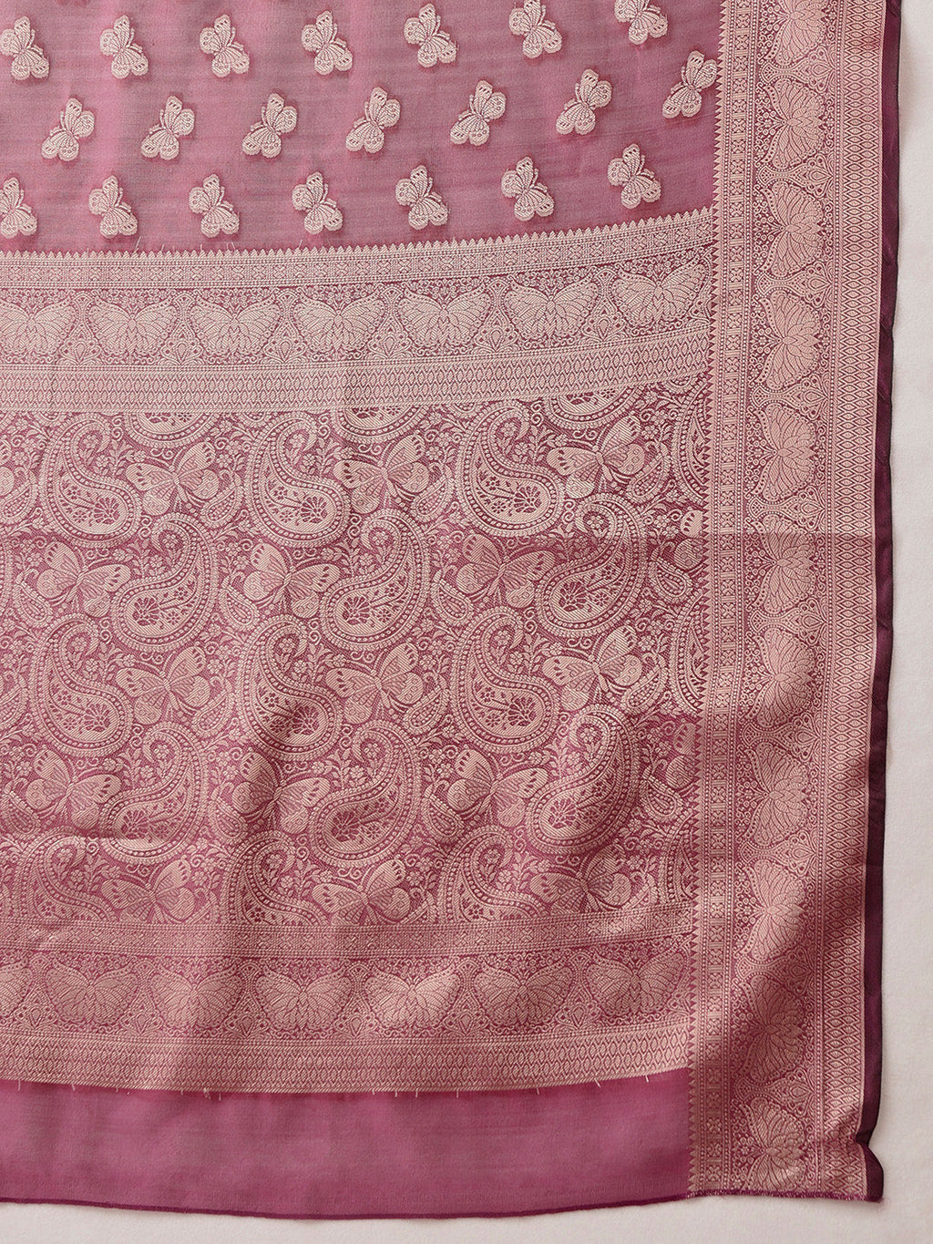 Hiral Fashion Purple Banarasi Organza Silk Abstract Woven Design Saree | Grocsy
