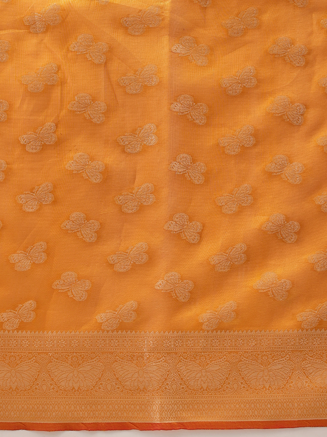 Hiral Fashion Yellow Banarasi Organza Silk Abstract Woven Design Saree | Grocsy