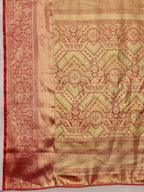 Multicolor Pure Silk Woven Zari Design Geomatric Saree with Unstitched Blouse - Hiral Fashion | Grocsy