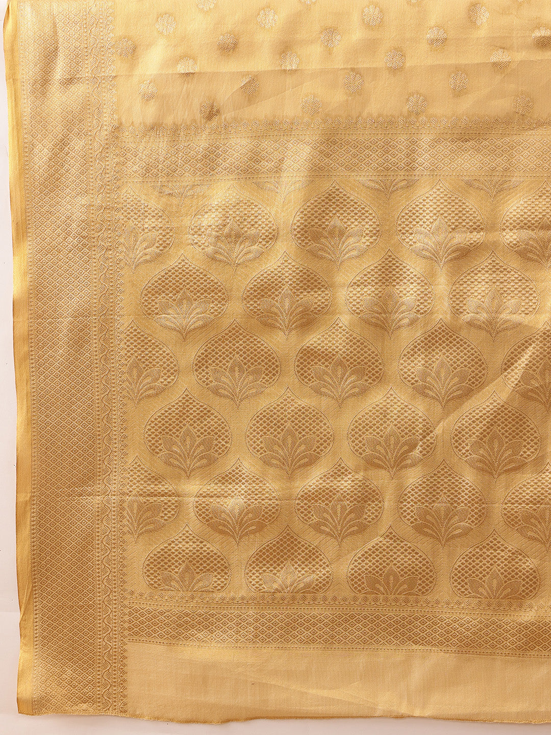 Hiral Fashion Beige Kanjivaram Tissue Silk Floral Zari Woven Saree | Grocsy