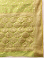Hiral Fashion Green Kanjivaram Tissue Silk Floral Zari Woven Saree | Grocsy