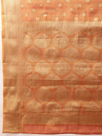 Hiral Fashion Peach Kanjivaram Tissue Silk Floral Zari Woven Saree | Grocsy