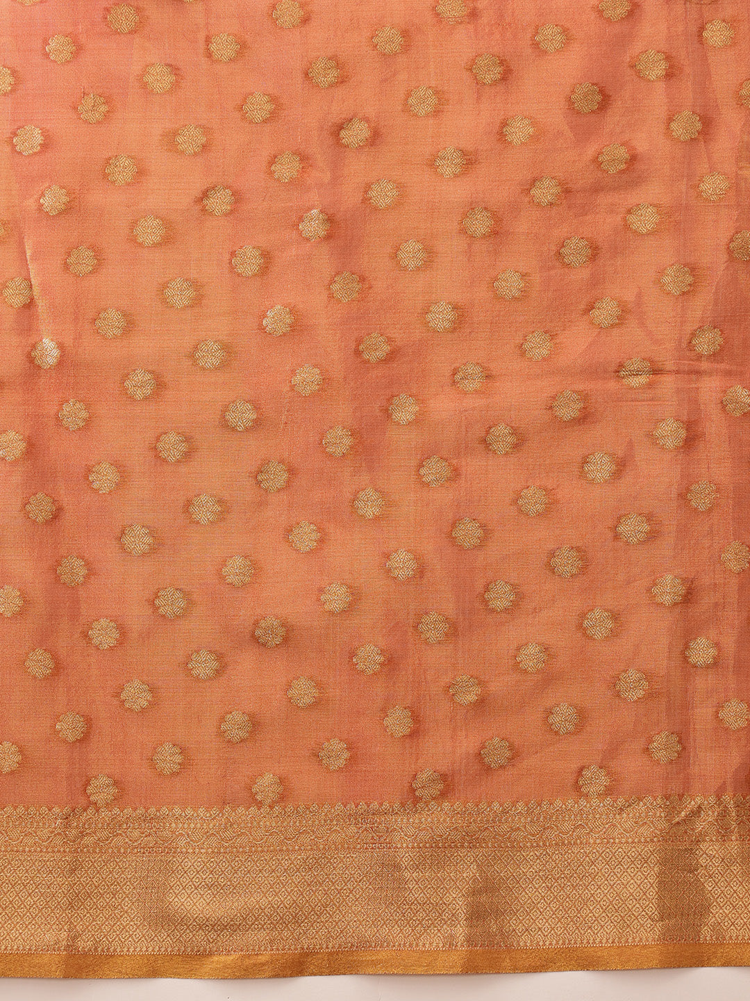 Hiral Fashion Peach Kanjivaram Tissue Silk Floral Zari Woven Saree | Grocsy