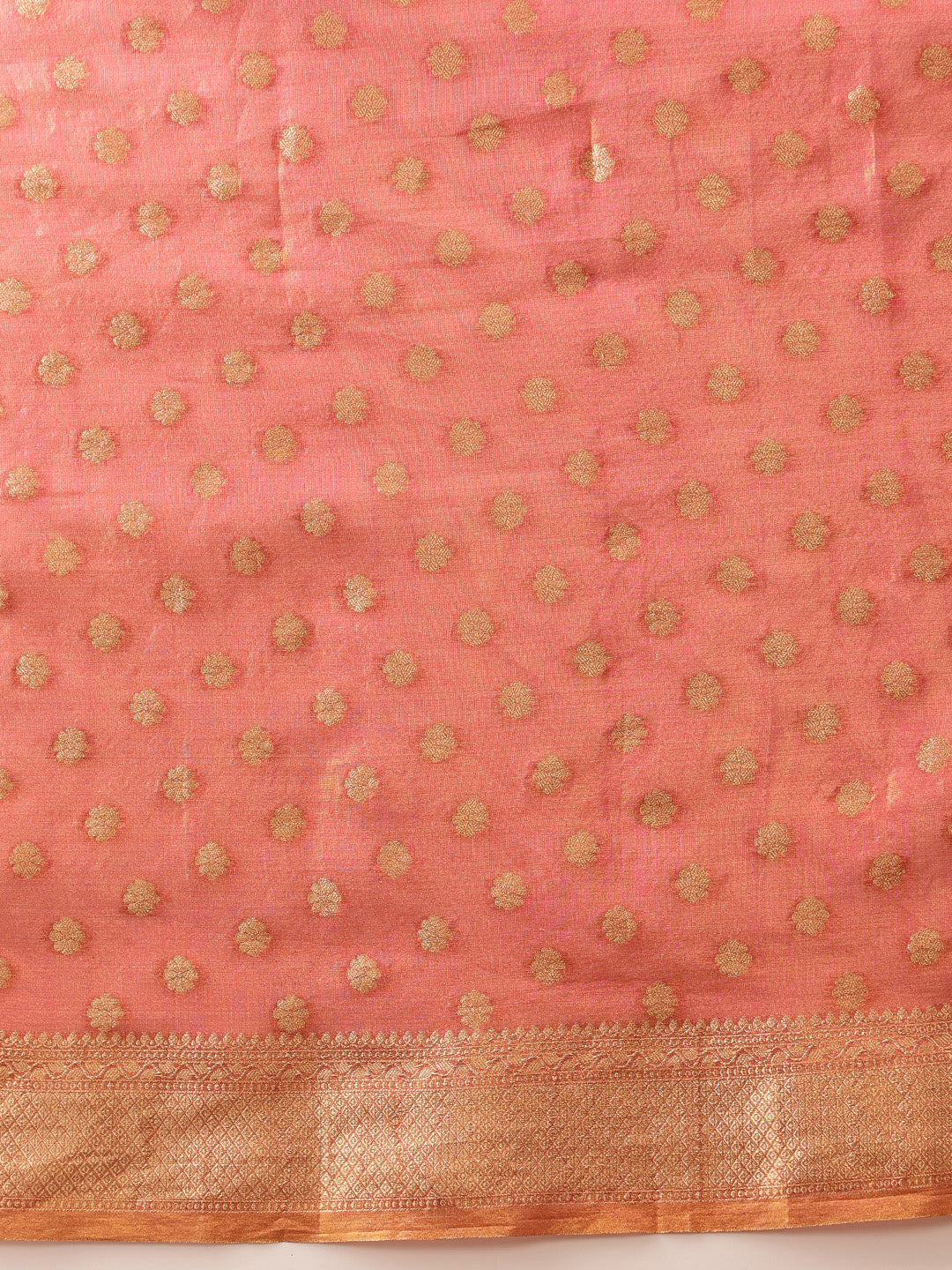 Hiral Fashion Pink Kanjivaram Tissue Silk Floral Zari Woven Saree | Grocsy