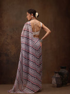 Gray Cotton Blend Digital Print Abstract Saree with Unstitched Blouse - Hiral Fashion | Grocsy