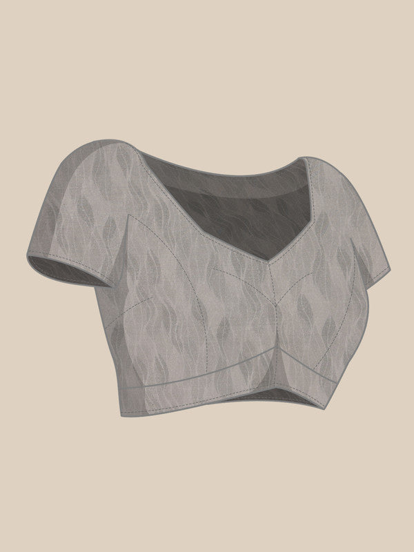 Gray Cotton Blend Digital Print Abstract Saree with Unstitched Blouse - Hiral Fashion | Grocsy