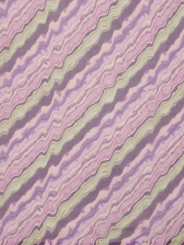 Lavender Cotton Blend Digital Print Abstract Saree with Unstitched Blouse - Hiral Fashion | Grocsy