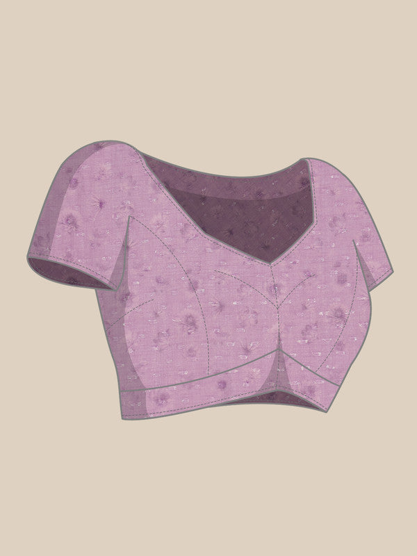 Lavender Cotton Blend Digital Print Abstract Saree with Unstitched Blouse - Hiral Fashion | Grocsy
