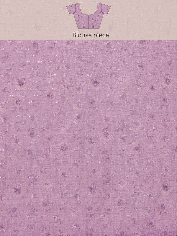 Lavender Cotton Blend Digital Print Abstract Saree with Unstitched Blouse - Hiral Fashion | Grocsy
