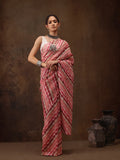 Multicolor Cotton Blend Digital Print Abstract Saree with Unstitched Blouse - Hiral Fashion | Grocsy