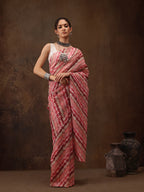 Multicolor Cotton Blend Digital Print Abstract Saree with Unstitched Blouse - Hiral Fashion | Grocsy
