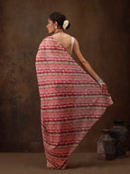 Multicolor Cotton Blend Digital Print Abstract Saree with Unstitched Blouse - Hiral Fashion | Grocsy