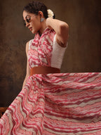 Multicolor Cotton Blend Digital Print Abstract Saree with Unstitched Blouse - Hiral Fashion | Grocsy